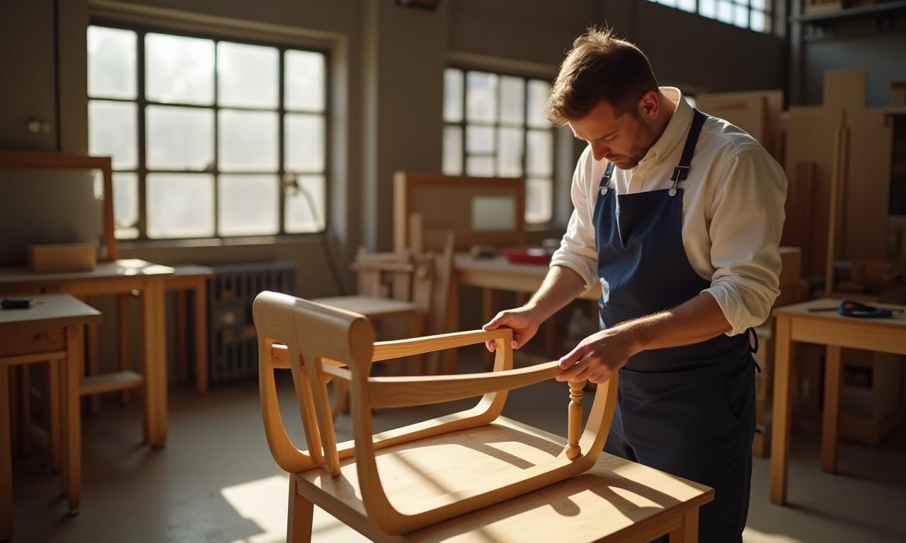 Craftsman working on custom furniture